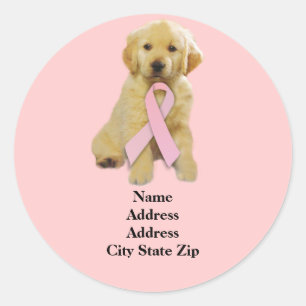 Étiquette de adresse de cancer du sein de golden