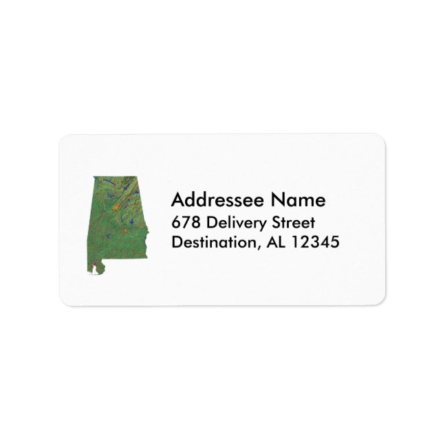 Étiquette de adresse de carte Alabama (Devant)