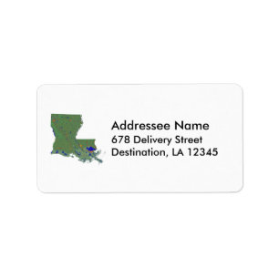 Étiquette de adresse de carte Louisiane