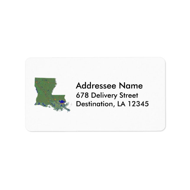 Étiquette de adresse de carte Louisiane (Devant)