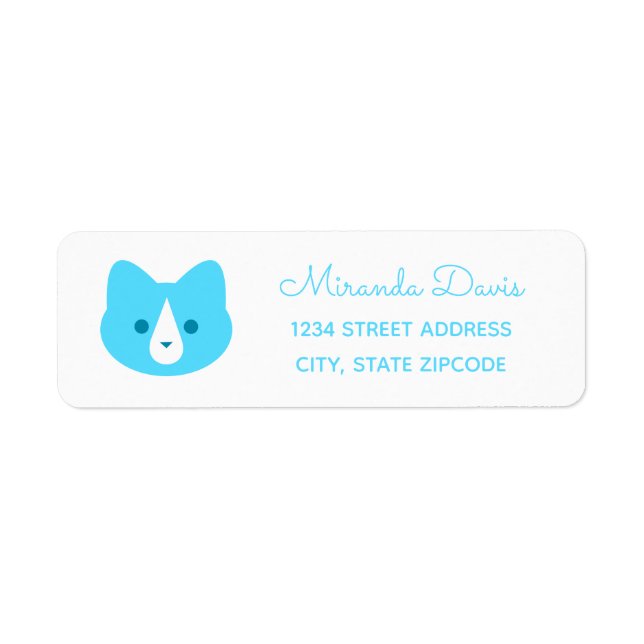 Étiquette de adresse de chat bleu (Devant)