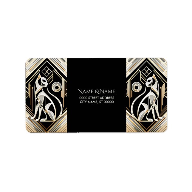 Étiquette de adresse de chat noir Abstrait décorat (Devant)