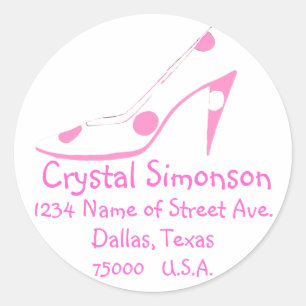 Étiquette de adresse de chaussures rose tendance