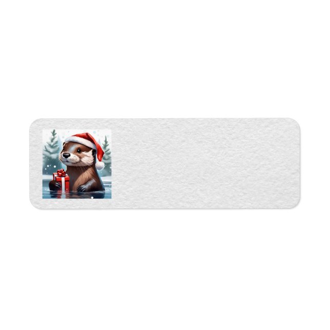 Étiquette de adresse de Christmas Otter (Devant)
