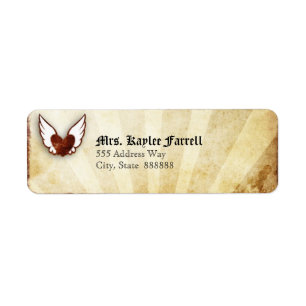 Étiquette de adresse de coeur à ailes par tatoua