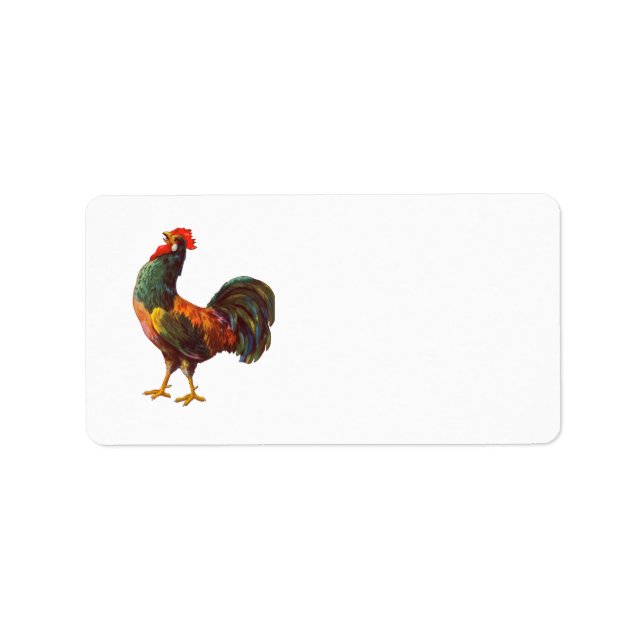 Étiquette de adresse de coq rétro personnalisé (Devant)