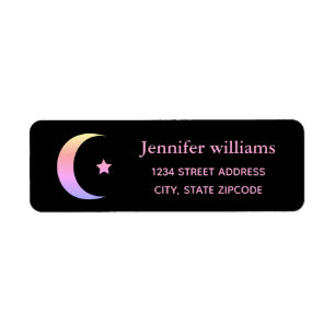 Étiquette de adresse de croissant de lune et