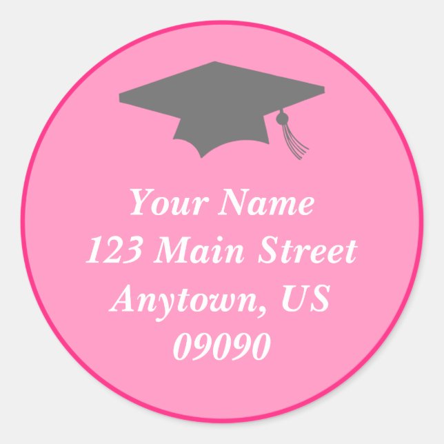 Étiquette de adresse de diplôme classique (rose) (Devant)