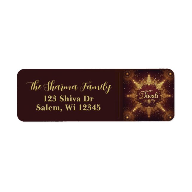 Étiquette de adresse de Diwali (Devant)