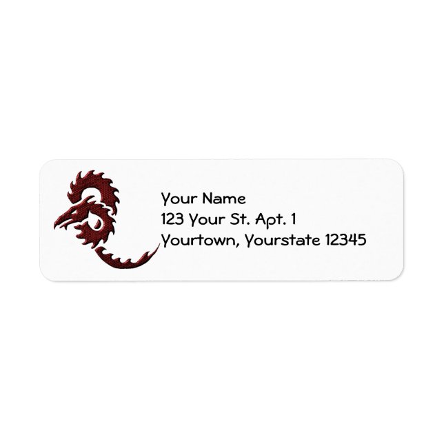 Étiquette de adresse de dragon tribal rouge (Devant)