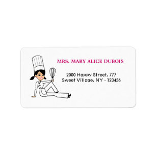 Étiquette de adresse de fille de cuisine