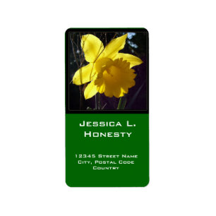 Étiquette de adresse de fleur de jonquille jaune v