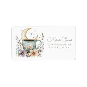Étiquette de adresse de fleurs de café Boho