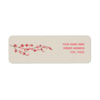 Étiquette de adresse de fleurs de cerisier d'aquar