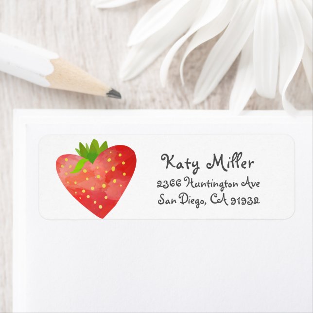 Étiquette de adresse de fraises Heart Girls (En situation)
