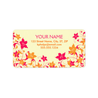 Étiquette de adresse de frontière floral rose et t
