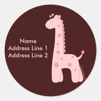 Étiquette de adresse de girafe rose