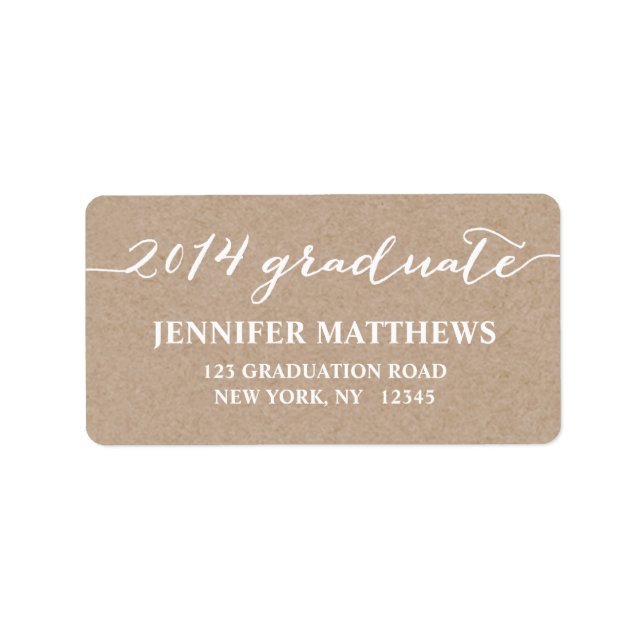 Étiquette de adresse de graduation simple Kraft (Devant)
