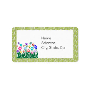Étiquette de adresse de jardin d'empreinte de