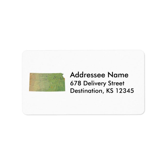 Étiquette de adresse de la carte du Kansas (Devant)