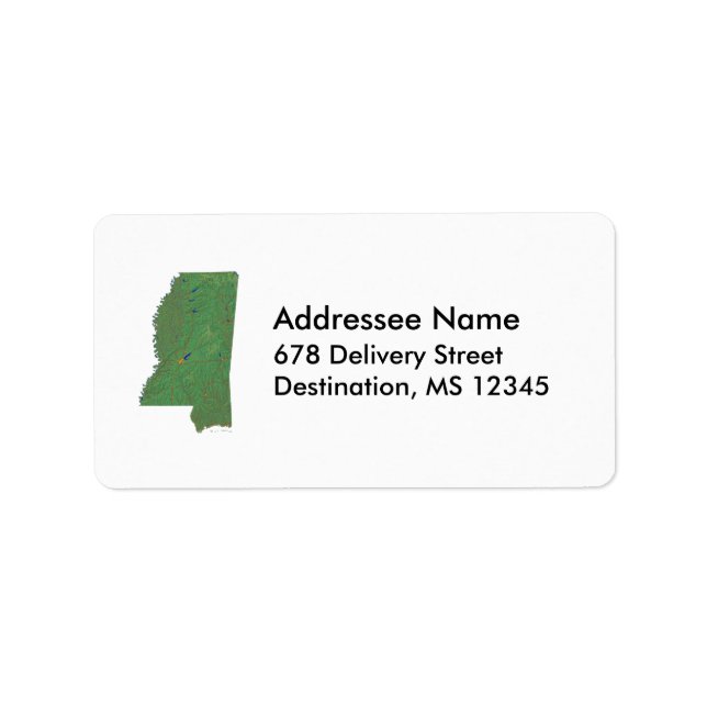 Étiquette de adresse de la carte du Mississippi (Devant)