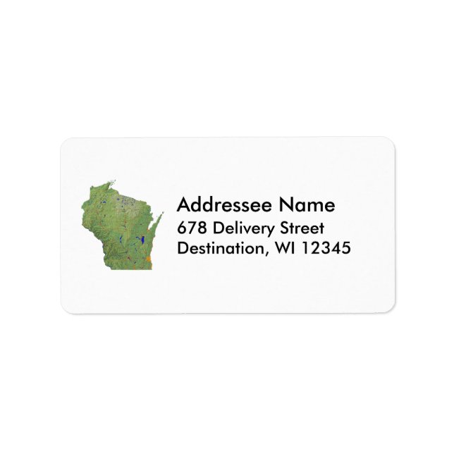 Étiquette de adresse de la carte du Wisconsin (Devant)