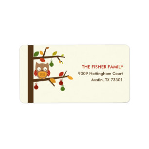 Étiquette de adresse de la Chouette de Noël