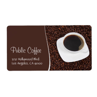 Étiquette de adresse de la coupe de café et harico