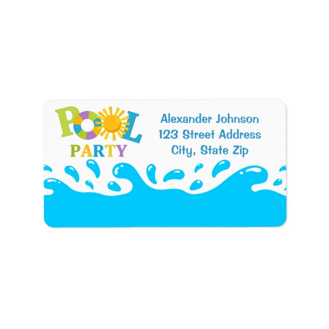 Étiquette de adresse de la fête de la piscine d'ea (Devant)