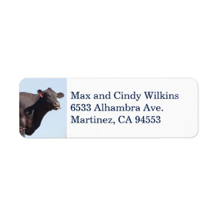 Étiquette de adresse de la vache noire
