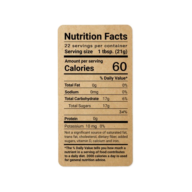 Étiquette de adresse de la valeur nutritive du mie (Devant)
