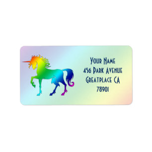 Étiquette de adresse de licorne d'arc-en-ciel