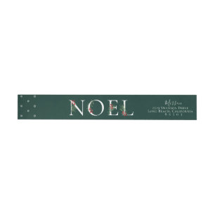 Étiquette de adresse de ligne NOEL orné botanique