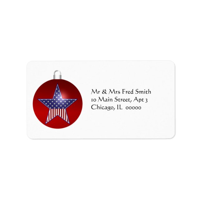 Étiquette de adresse de l'ornement de Noël Patriot (Devant)