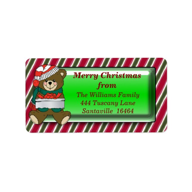 Étiquette de adresse de l'ours de Noël (Devant)