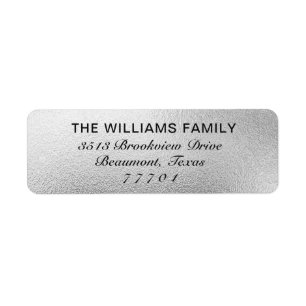 Étiquette de adresse de luxe White Silver Foil