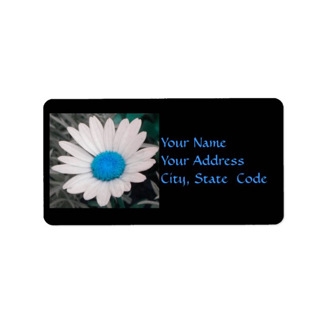 Étiquette de adresse de marguerite (avec bleu) (Devant)