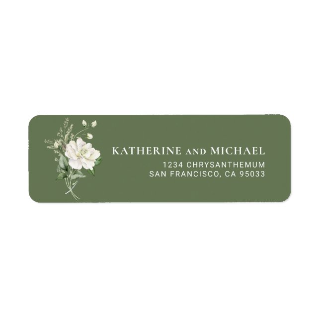 Étiquette de Adresse de Mariage au Vert Sauge Mode (Devant)