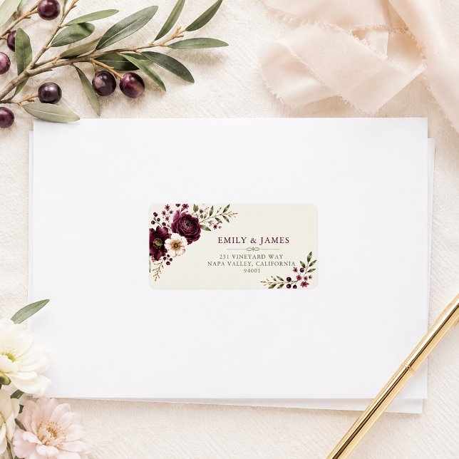 Étiquette de Adresse de Mariage Botanique Élégante (Créateur téléchargé)