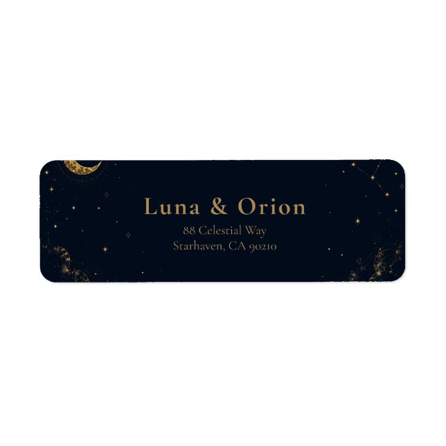 Étiquette de Adresse de Mariage Céleste de Minuit (Devant)
