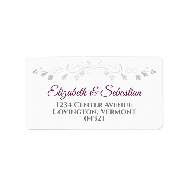 Étiquette de adresse de mariage élégant Cassis et  (Devant)