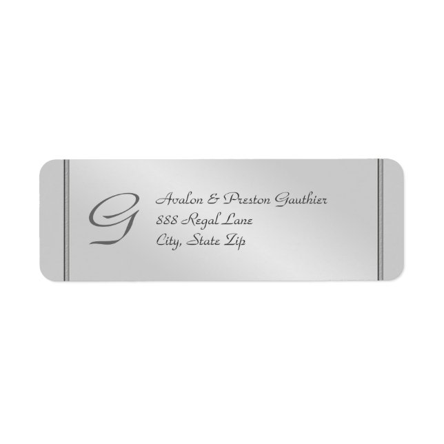Étiquette de adresse de Mariage en métal argent de (Devant)