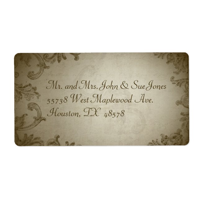 Étiquette de adresse de mariage vintage (Devant)