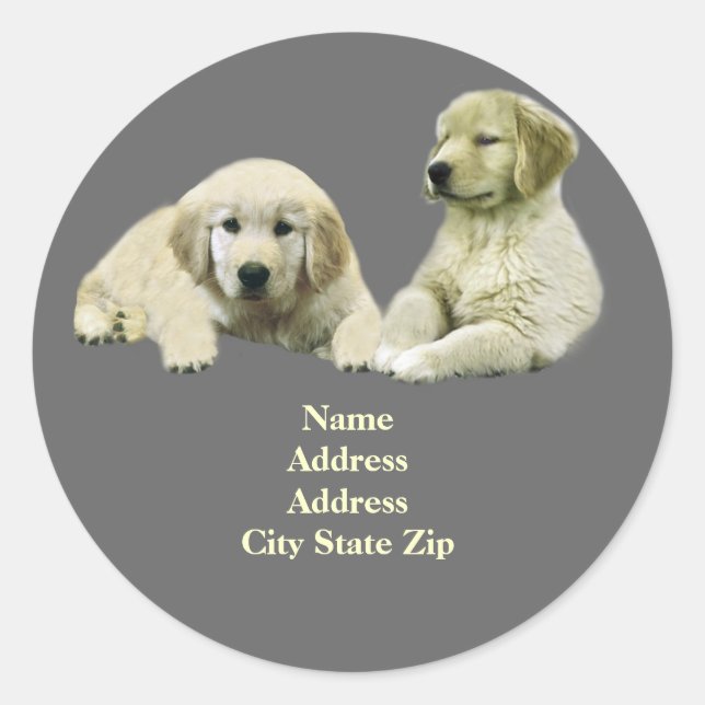 Étiquette de adresse de marionnettes Golden Retrie (Devant)
