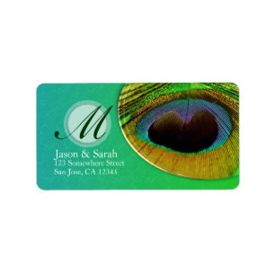 Étiquette de adresse de monogramme de plume de