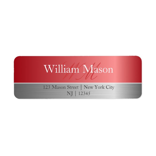 Étiquette de adresse de monogramme en cuivre et ac (Devant)