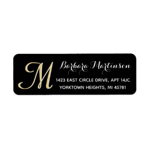 Étiquette de adresse de monogramme personnalisé en