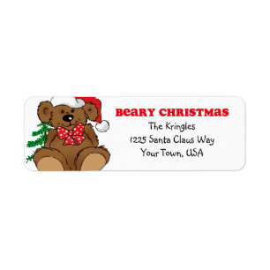 Étiquette de adresse de Noël de Beary