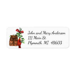Étiquette de adresse de Noël des randonneurs