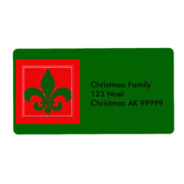 Étiquette de adresse de Noël Fleur de Lis (Devant)